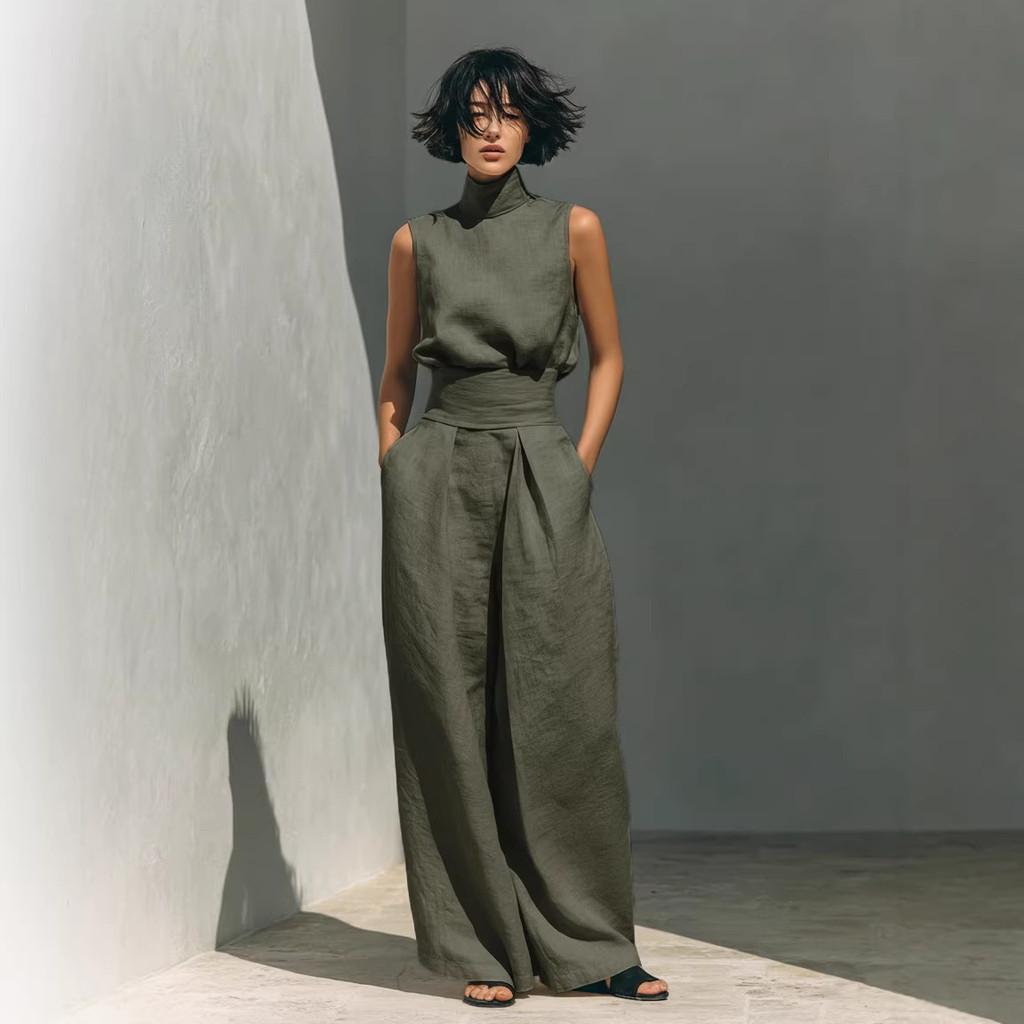 Pure Color Sleeveless Tshirt For Women With Polyester Fabric In Casual Summer Style For Lounge And Leisure