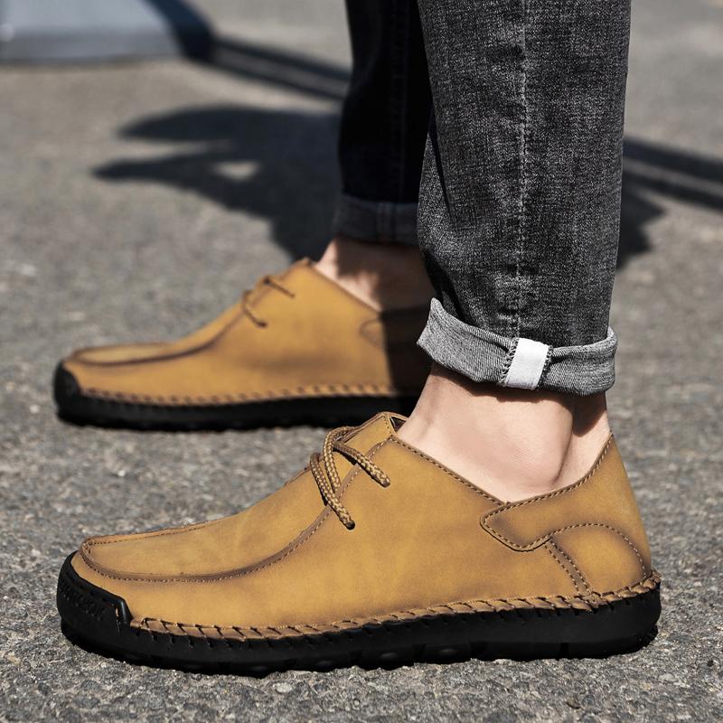 Fashion Men's Handmade Leather Shoes Platform New Lightweight Casual Designer Loafers Mocasin Flat Bottom High-quality Driving Shoes