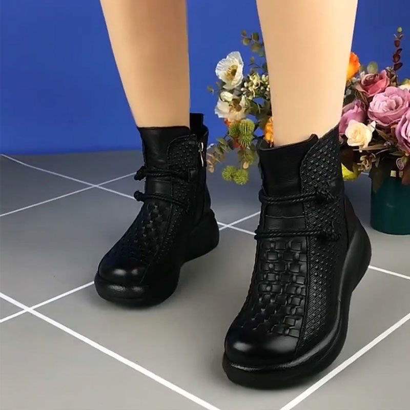 2025 Autumn and Winter New Cotton Boots Martin Boots Muffin Platform Short Boots Fur Integrated Snow Boots Wool Women's Boots