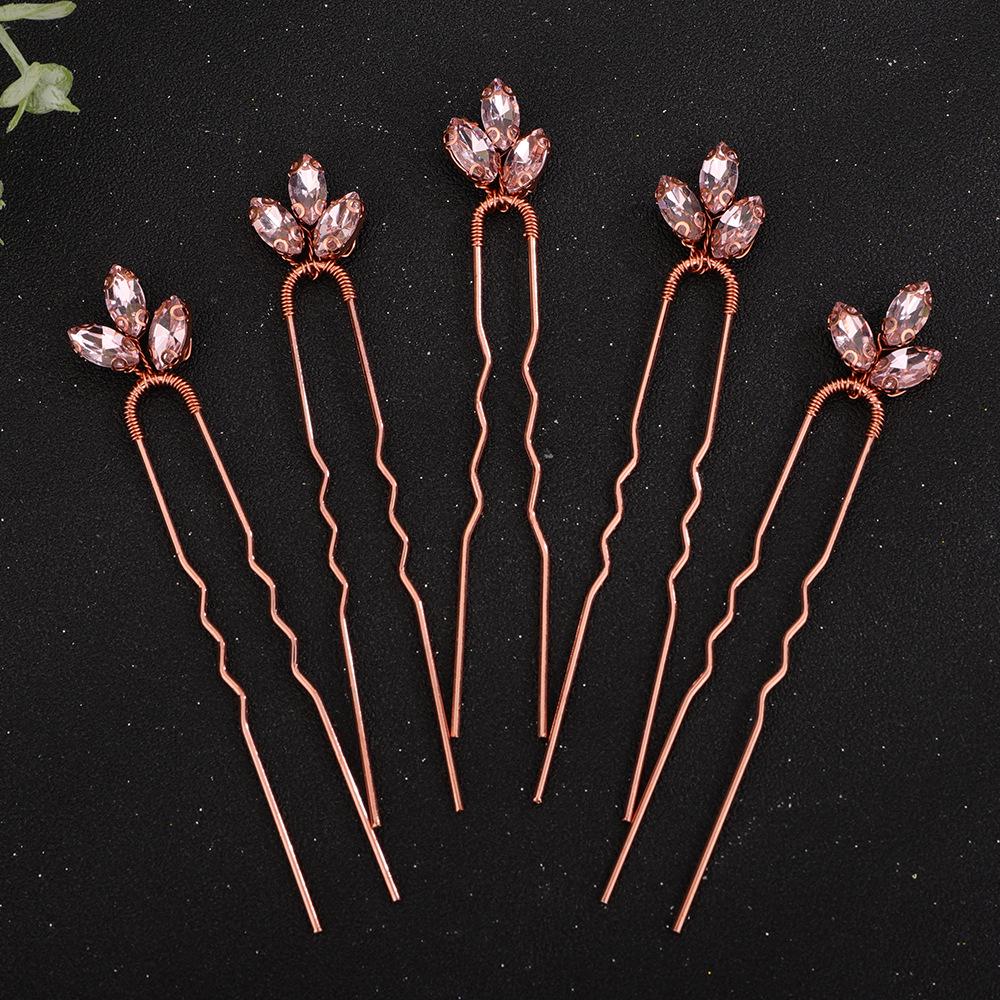 European & American Green Rhinestone Hairpin: Elegant U-Shaped Wedding Hair Accessory for Qipao Dresses.