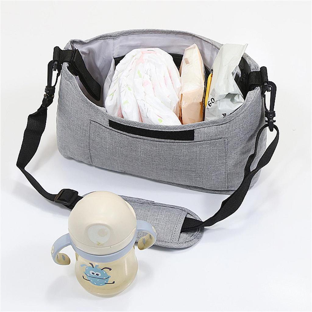 Multifunctional Baby Stroller Organizer Bag with Large Capacity & Milk Bottle Holder