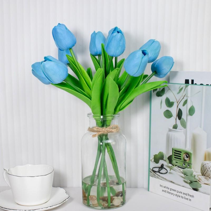 Artificial Tulip Flowers PU Fake Floral Bouquet Wedding Home Decor Photography Prop