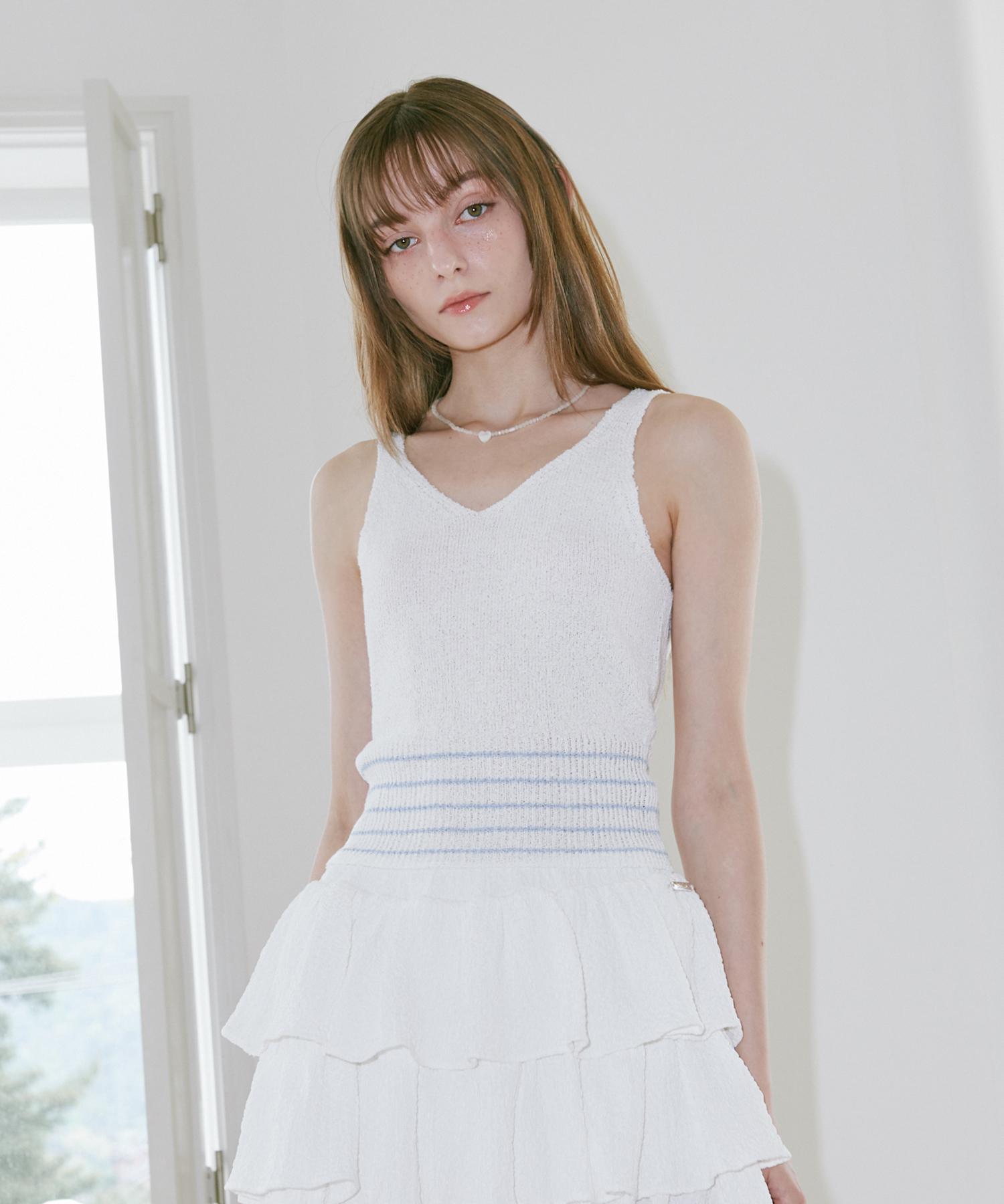 Belloel Striped Crop Sleeveless Ivory Free