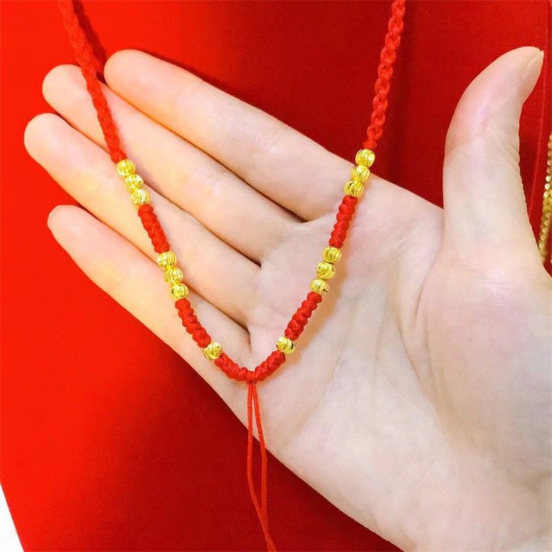 

Vietnam Placer Gold Hand-Knit Necklace Women s Jewelry Artificial Gold-Plated Pendant Couple Pendant Easiest for Match No Color Fading Single Lanyard [Red Rope]]