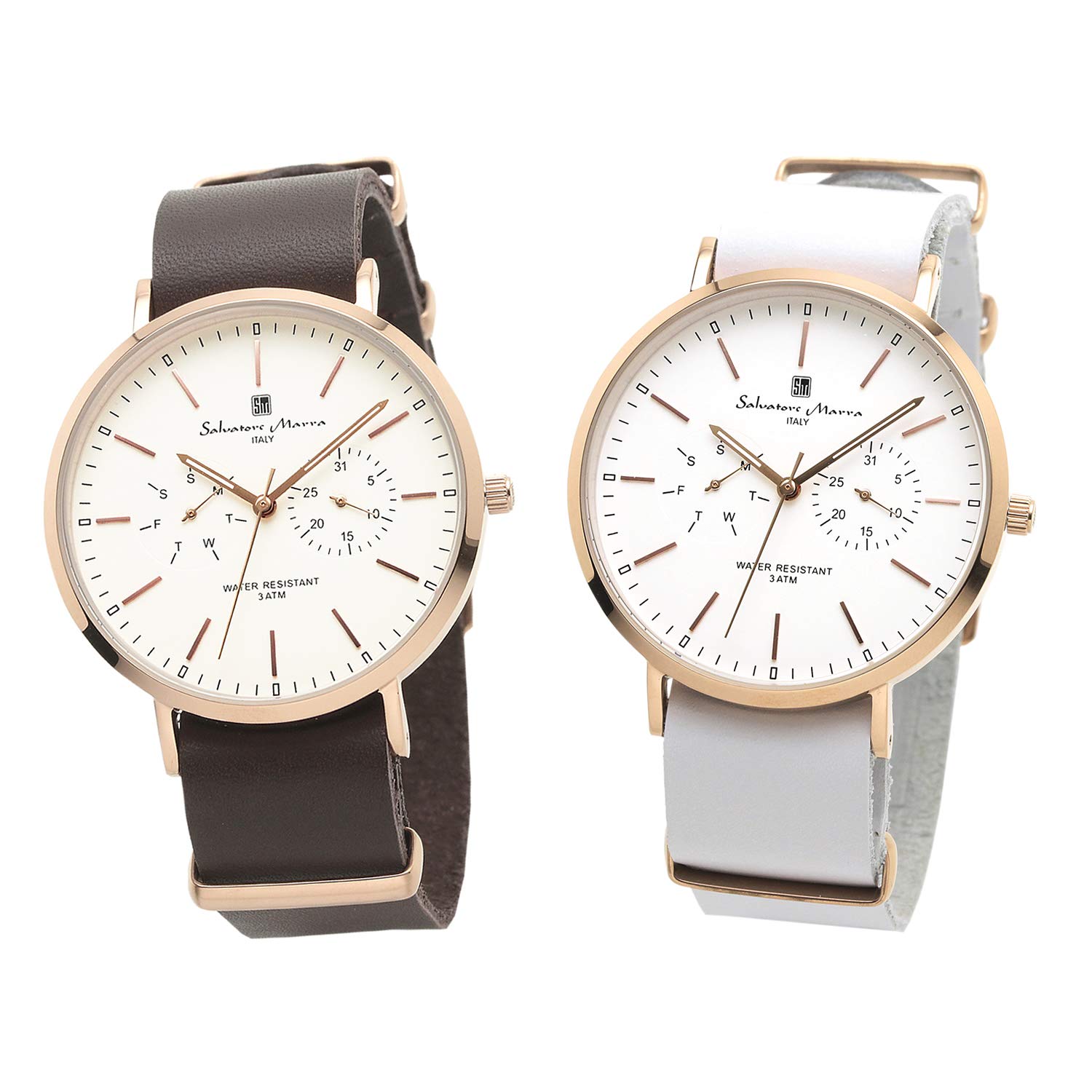 

Salvatore Marra Pair Watch SM15117 Men’s and Women’s Dark Brown PG White PG Box Included
