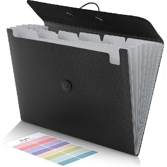 SKYDUE Accordion File Organizer, Expanding File Folder with 7 Pockets, Portable Receipt Paper Bill Document Organizer, Letter/A4 Size Filing Folder