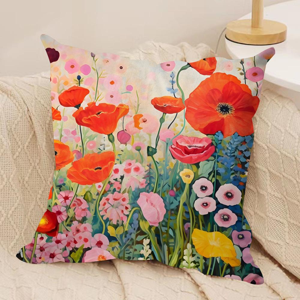 Midsummer Nights Flowers Cushion Cover Silky Short Plush DoubleSided Printed Pillow Case for Sofa All Seasons Home Decor Gift
