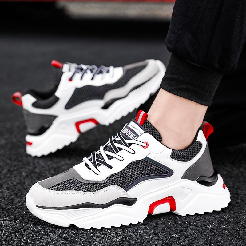 

2024 осень новые мужские туфли удобные дышащие модные туфли дикие сетчатые туфли для доски повседневные спортивные туфли белые туфли21 44 красный