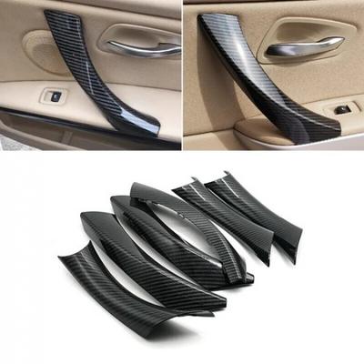 6PCS For BMW E90 E91 325i 328i 335i Carbon Interior Door Handle Panel Cover Trim