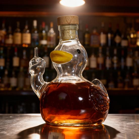 250ml Duck Whiskey Decanter Middle Finger Duck Whiskey Wine Bottle Glass Statue Decanter Liquor Container Home Decoration