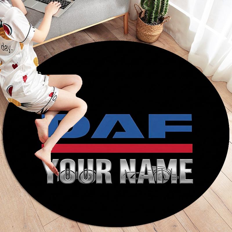 Daf Team Custom Name Round Area Rug Carpet Rug For Living Room Bedroom Sofa Playroom Decor Nonslip Floor Mat