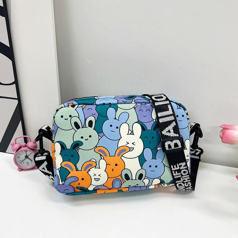 Cartoon Oxford Cloth Crossbody Bag for Women, Cute Print Square Shoulder Purse, Casual Daily Handbag CLE