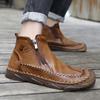 Men's High-top Casual Leather Shoes Anti-slip Wear-resistant Light Men Boots Comfort Soft-soled Outdoor Ankle Boots Botas Hombre