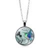 Blue Hummingbird Time Women's Versatile Decorative Glass Retro Jewelry Pendant Necklace