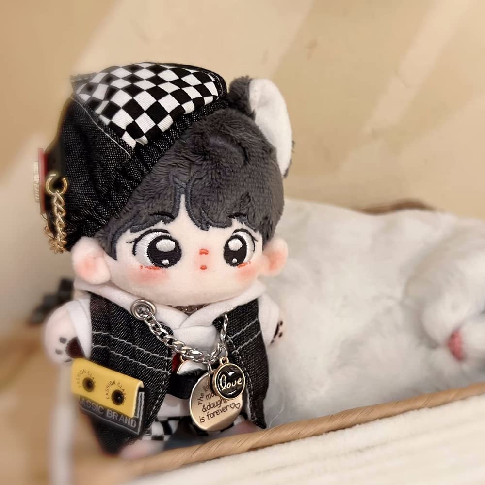 Niannyyhouse 10cm Stuffed Toy Clothes Black and White Trail Suit Beret Hoodie Shorts Vest Cotton Doll Clothes Dress-up