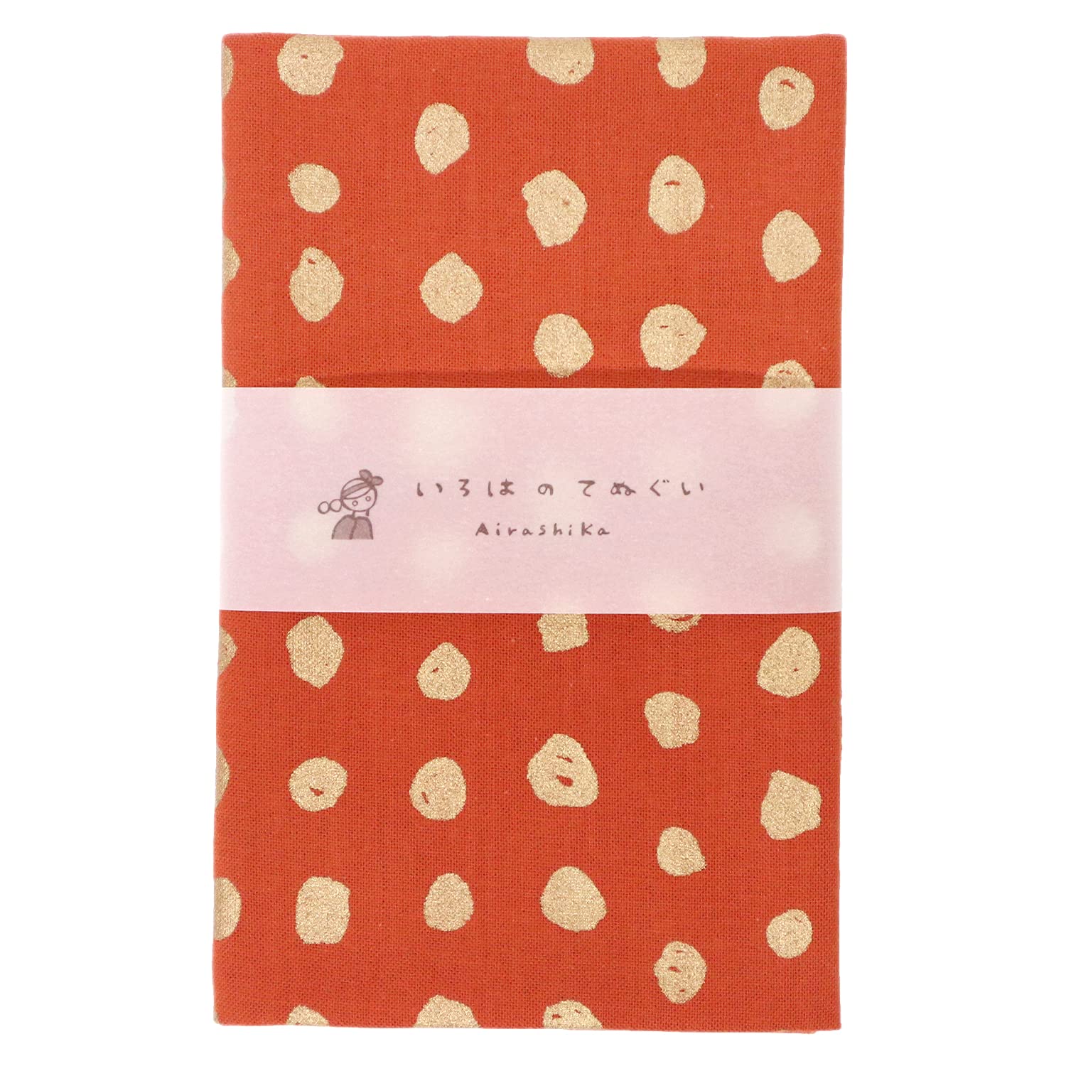 

KOMESICHI Iroha Tenugui Hand Made in Persimmon No Fray 90 x 33 cm Kinmame-shibori (Japanese Towel), 100% Cotton, Japan, Tea, Prevention,