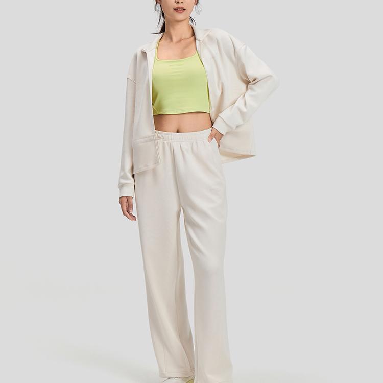 SAUCONY Solid Color Zip Neck Long Sleeve Jacket Women Jackets Milk-Cloud SC1230012DY-GE75