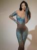Women's Crystal Mesh Jumpsuit for Pole Dance Stage Performance