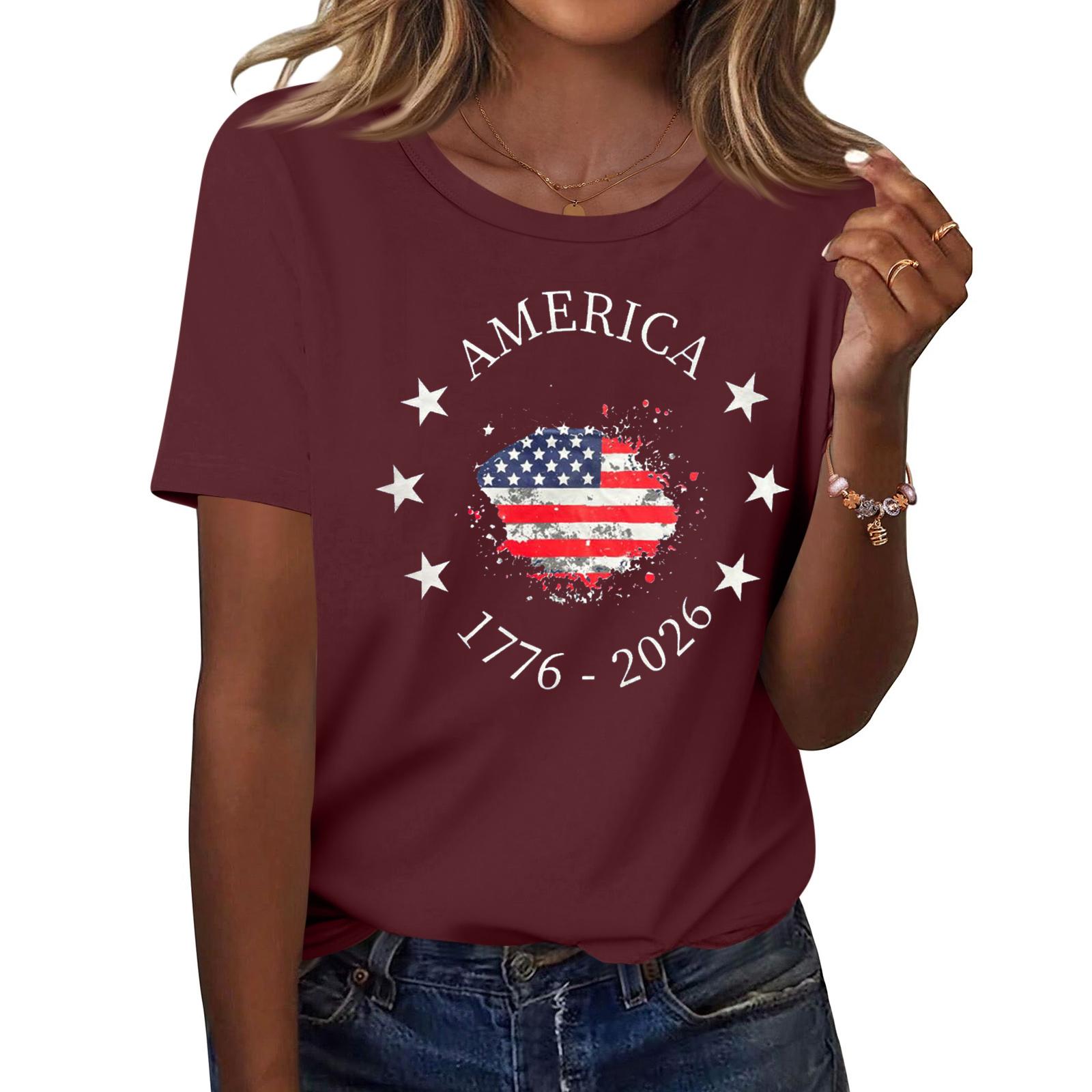 

Long Sleeve Shirts for Women Womens Long Sleeve Tops Long Sleeve Tops for Women Womens Long Sleeve T Shirts Casual Crewneck Tee Flag Print L