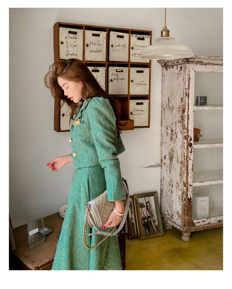 Damen Zweiteiler im koreanischen Stil Frühling 2025: Schickes Jacken- & Schlanker A-Linien-Rock-Set