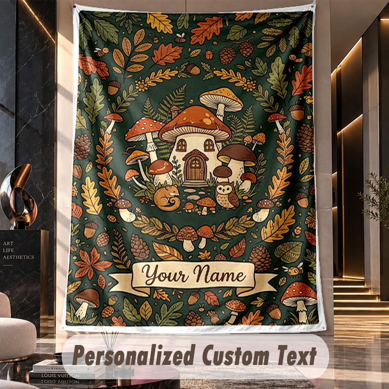 Arazzo da Parete a Tema Fantasy Autunnale Personalizzato con Testo Nome Arazzo da Appendere Personalizzato per Decorazione Camera da Letto Soggiorno