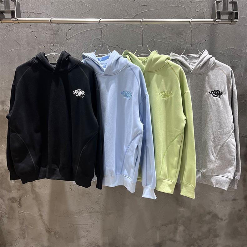 Syna Hip Hop Haftowany Zestaw Bluza i Szorty - Unisex Aksamitny Streetwear