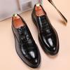 Men's Shoes Large Size Casual Leather Shoes Fashion Men's Business Dress Shoes Trend Lace-up Groom Wedding Shoes