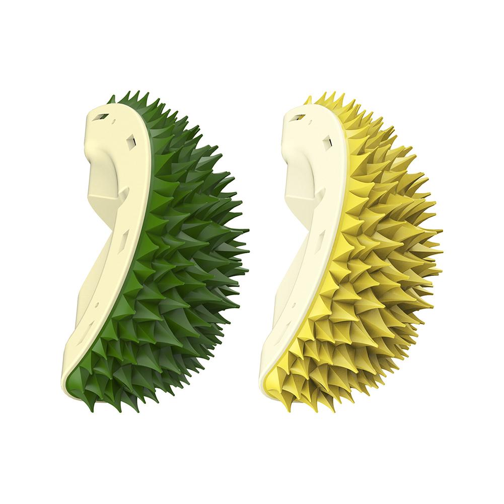 Durian Shape Cats Rubbing Toys with Cat Mint Rubs Face Brush Tooth Cleaning Hair Remover Brush Interesting Pet Grooming Supplies