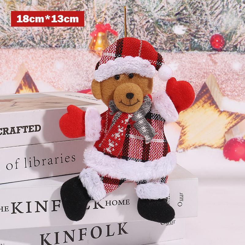 18cm×13cm Christmas Decorative Pendant Christmas Little Doll Santa Claus Snowman Deer Bear Fabric Doll Small Pendant Gift