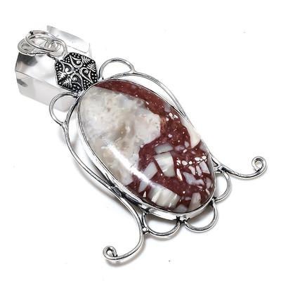 Natural Wild Horse Gemstone Handmade 925 Sterling Silver Pendant 3.15" C2v80