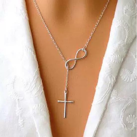 C124 Necklace Hot Sale Simple Lucky Number 8 Cross Short Necklace Jewelry