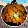 Wild Plant Fluttering Reed Round Beach Towel with Tassels,Polyester Beach Blanket,Soft Absorbent Quick Dry Pool Towel Picnic Mat