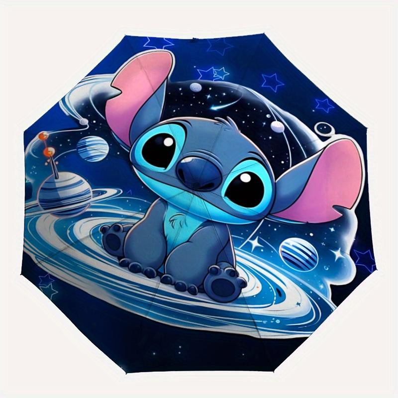 

1pc Stitch Home Essential Cute Cartoon Umbrella, Portable Folding Umbrella with Durable Iron Frame 8 Ribs, a0821014