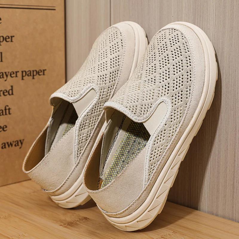 2024 Mesh Shoes Men Fashion High Quality Luxury Comfortable Loafers Casual Driving Boat Shoes Summer Breathable Outdoor Sneakers