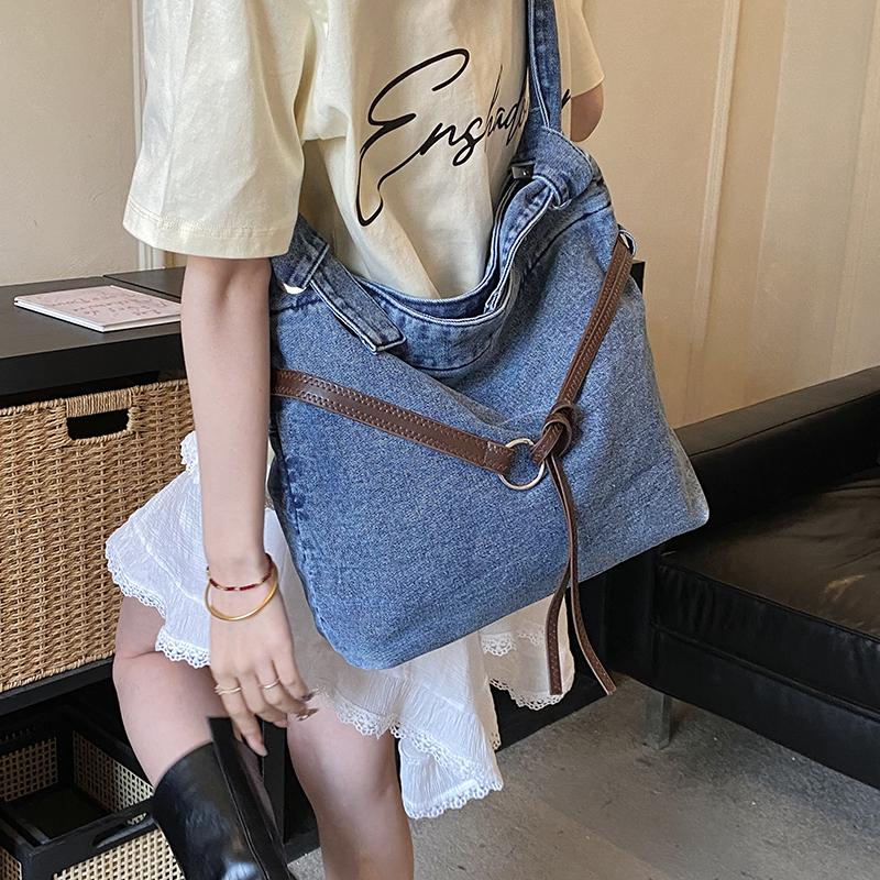 Große Kapazität Commuter Tote Bag Damen Schulter Crossbody Tasche Jeans Tasche