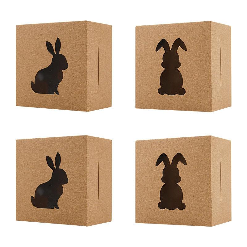 Easter Kraft Paper Hollow Rabbit Gift Box, Party Gift Box, Baking Packaging Candy Box.
