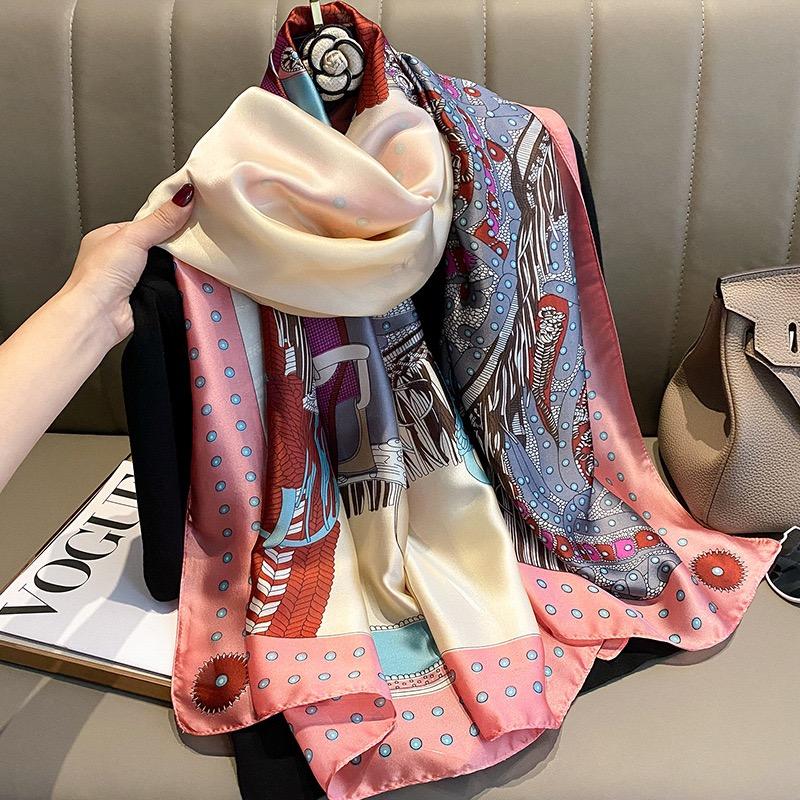 Spring Dustproof Print Shawls Winter Ethnic Style Satin Scarves Fashion Sunscreen Beach Towel Popular 180X90Cm Big Bandanna