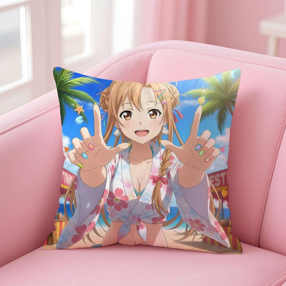 Asuna sword art online progressive Cushion Cover Pillow Case Soft Friendly Fabric Concealed Zipper