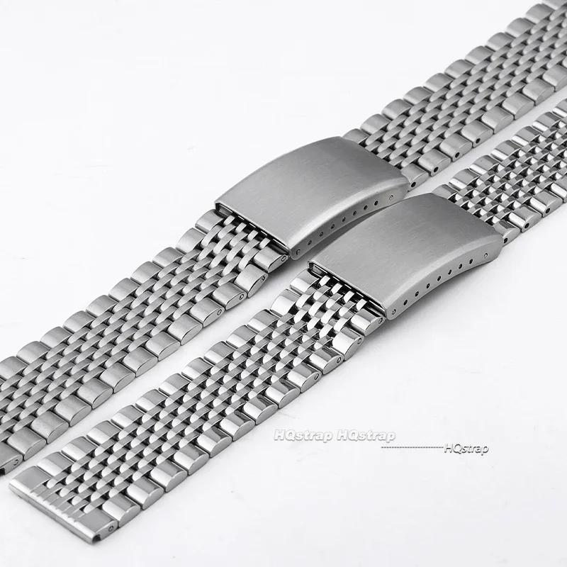 18mm 20mm 22mm Curved Flat End Stainless Steel Watch Band for Seiko Solid Metal Strap for Rolex Polished Matte Business Bracelet
