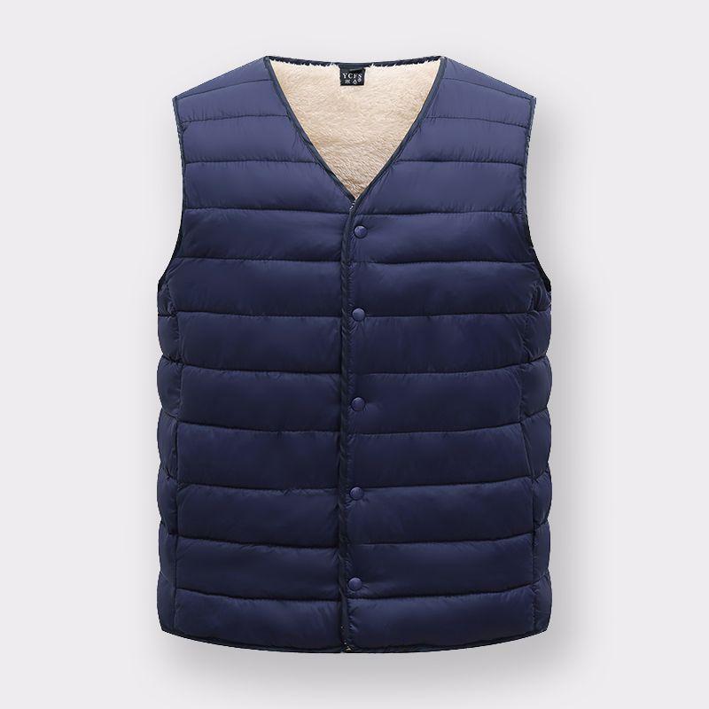 

Мужской стеганый жилет с бархатной подкладкой для осени/зимы - Идеально подходит для людей среднего и пожилого возраста 2XL темно-синий