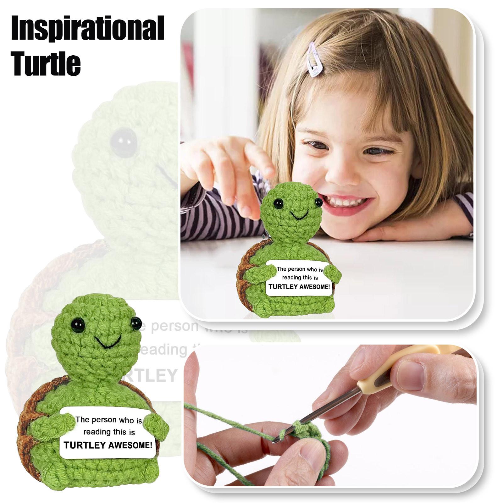 

Cute Positive Turtle Ornament Small Handmade Crochet Animals Stuff Inspirational Gifts Birthday Emotional Motivational Support
