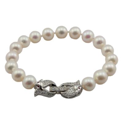 Damen Trendy Perlenarmband Natürliches weißes Süßwasser Geschenk für Frauen