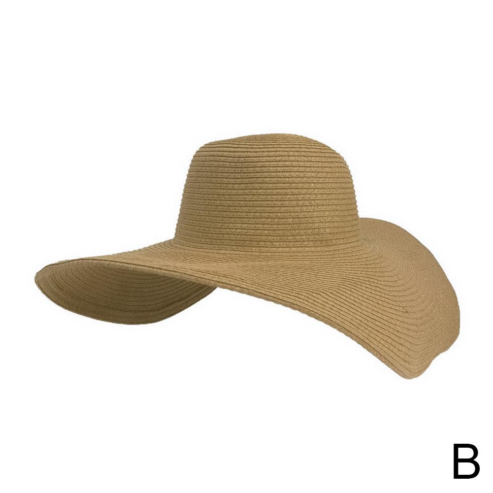 Korean Style Solid Color Wide Brim Sun Hat Women's Beach Straw Hat Foldable Spring Summer UV Protection Fashion Sunshade