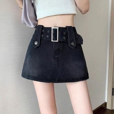 Klassischer Vielseitiger Jugendlicher Stream Kurzer Rock Paket Hüftrock A-Linie Ultra Kurzer Neckholder Rock Hose Rock Damen Sommermode Denim Kurzer Rock