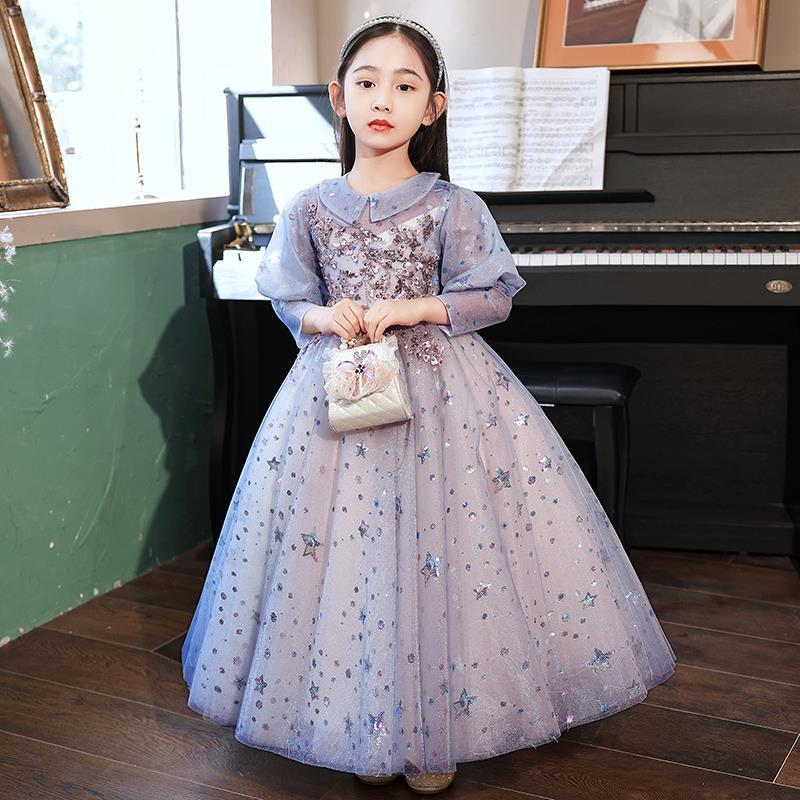 Girls' Fashionable Princess Gown - Puffy Trailing Evening Dress for Catwalk, Party, or Piano Performance