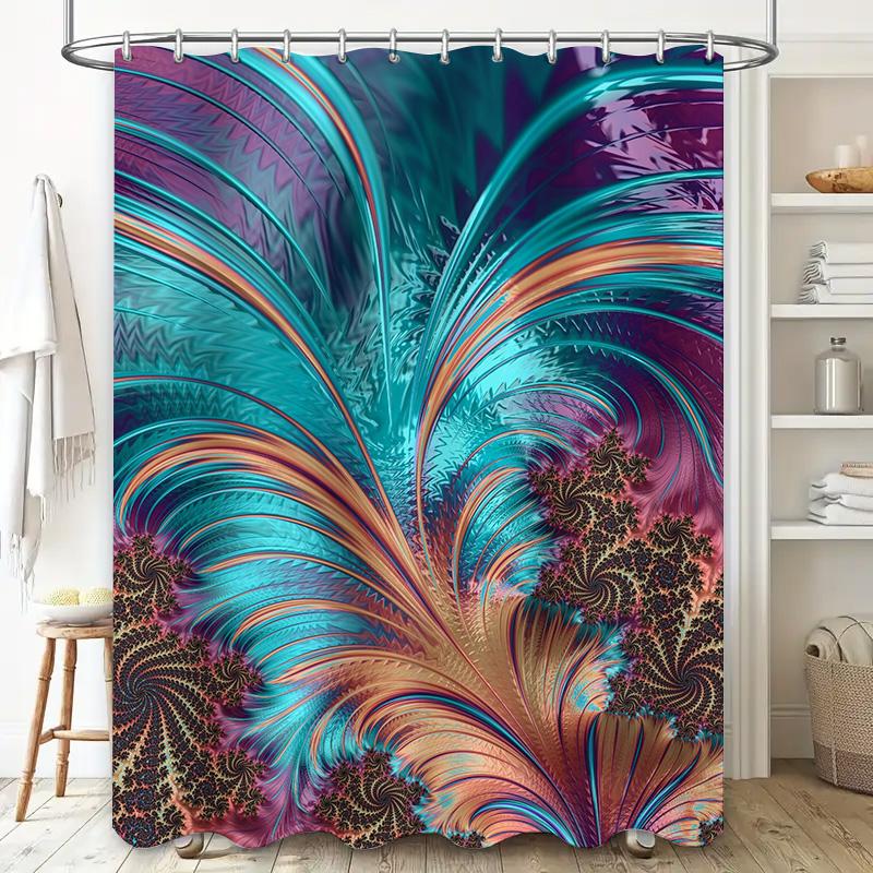Pink Floral Shower Curtain Bathroom Decor Waterproof Fabric with Hook Rings for Bathtub or Kitchen 3D Printing Flowers Home Text