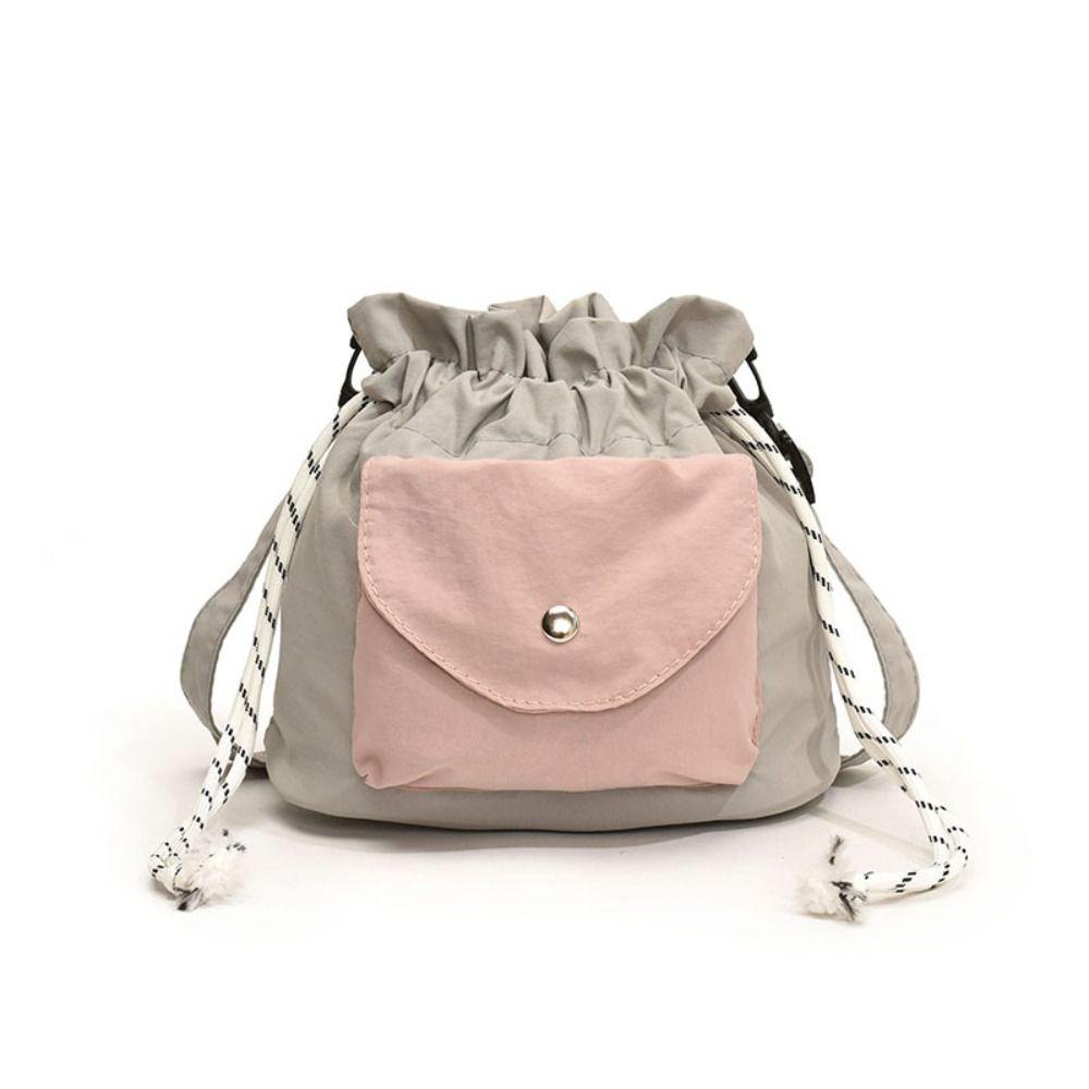 Oxford Shoulder Bag with Pocket Commute Drawstring Bag Simple Crossbody Bag  Girls