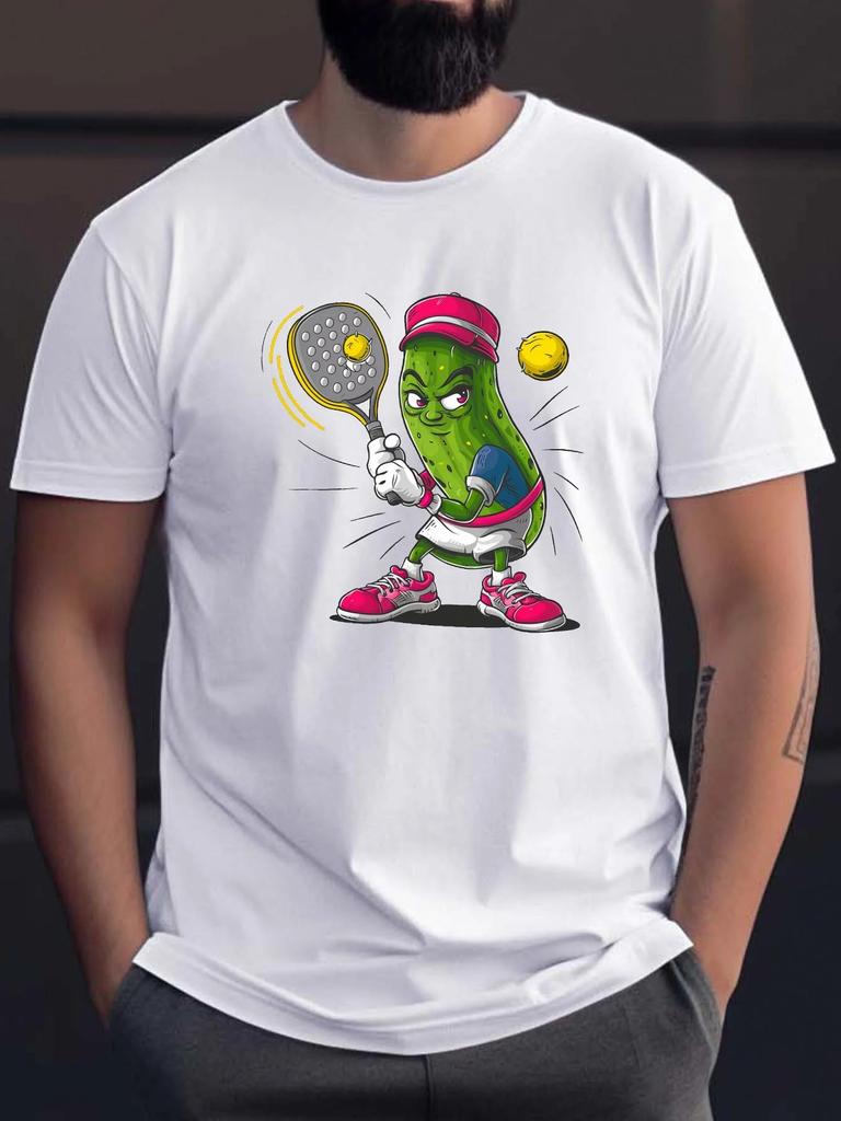 Summer Mens Tshirt Casual Pickle Tennis Player Graphic Tee Cotton Round Neck Short Sleeve Perfect for Oversized Women Clothing