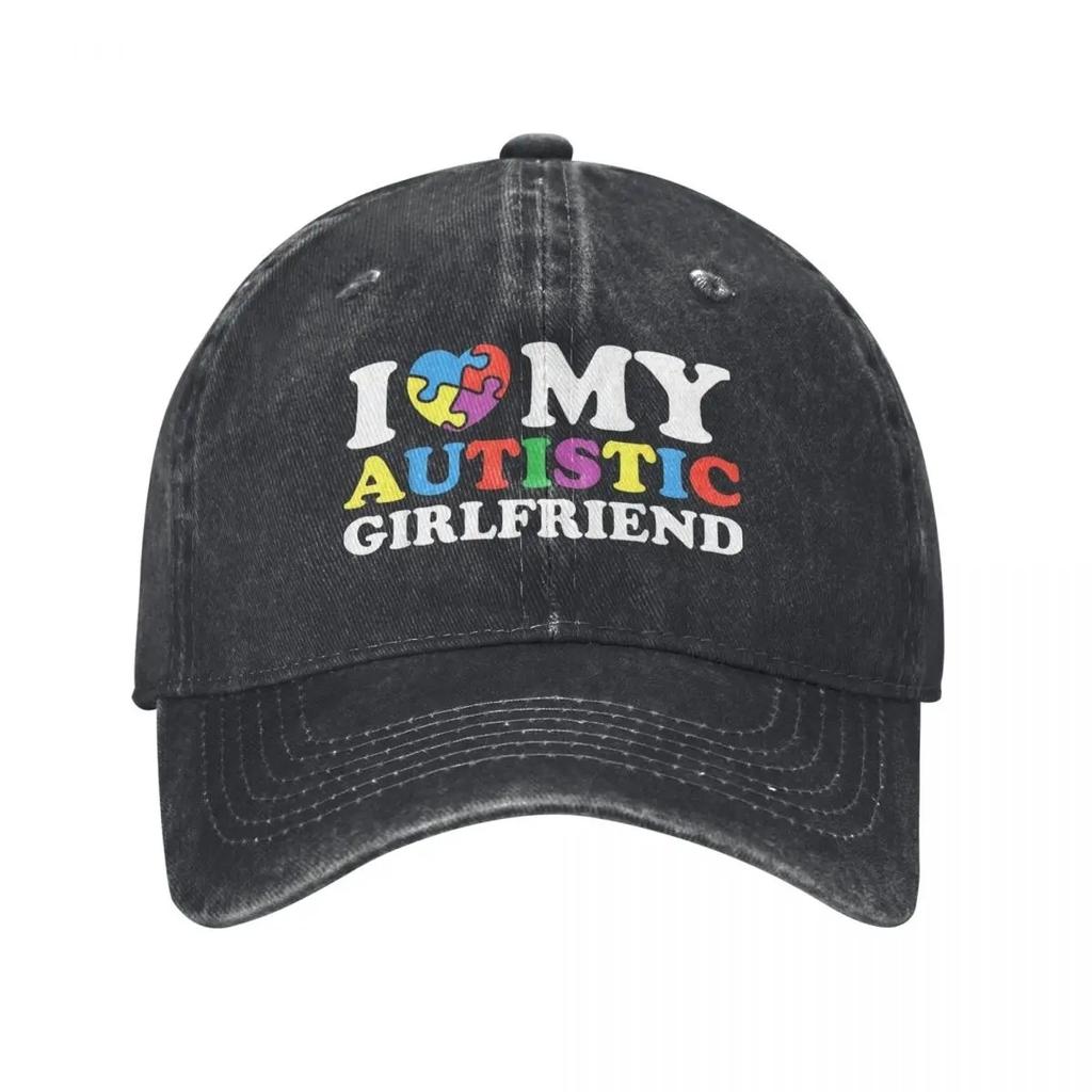 Vintage I Love My Girlfriend Baseball Caps for Unisex Women Distressed Washed Sun Cap Outdoor Running Golf Caps Hat