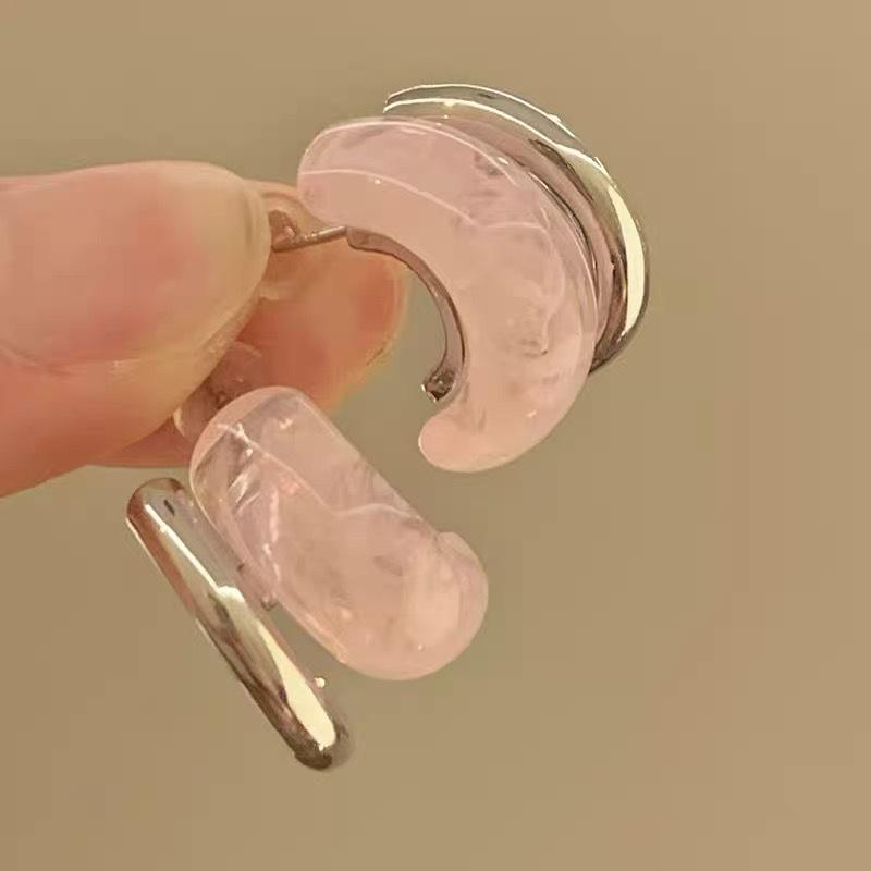 Ice Extract Blue Blue~ Autumn and Winter Atmosphere French Resin C-Type Earrings Women s Niche Sweet Earrings Premium Stud Earrings